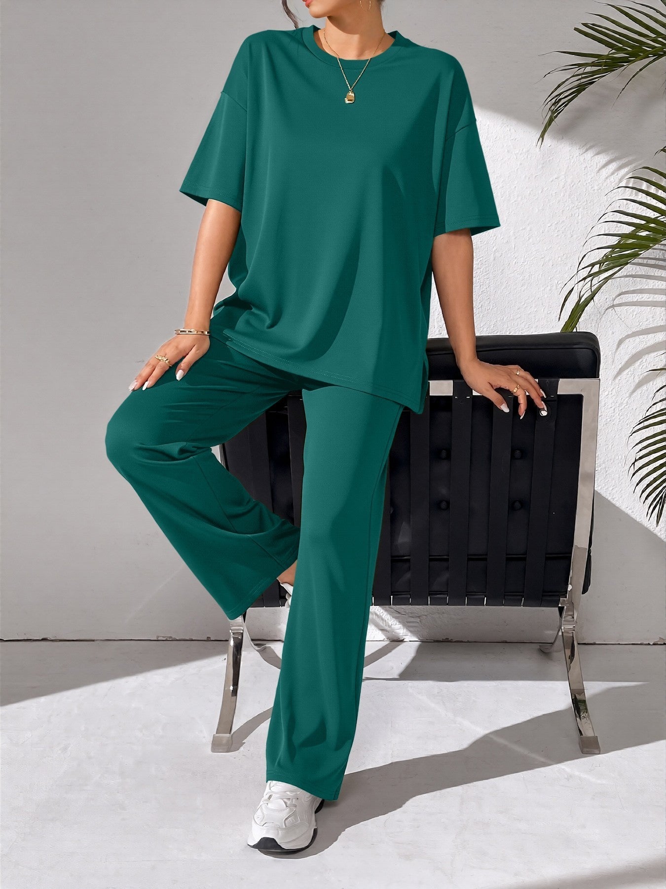 Damen Freizeit-Set Bequemes Weites Oberteil