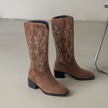 Damen Stiefel Stickerei Komfortabsatz Mittelhöhe