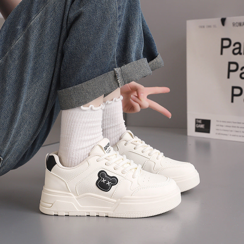 Damen Sneaker Bärenmotiv Dicke Sohle Mode