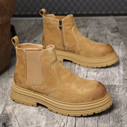 Damen Chelsea Stiefel Wildleder Robust Mit Reißverschluss - Norvielle