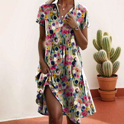 Damen Sommerkleid Asymmetrisch Floral