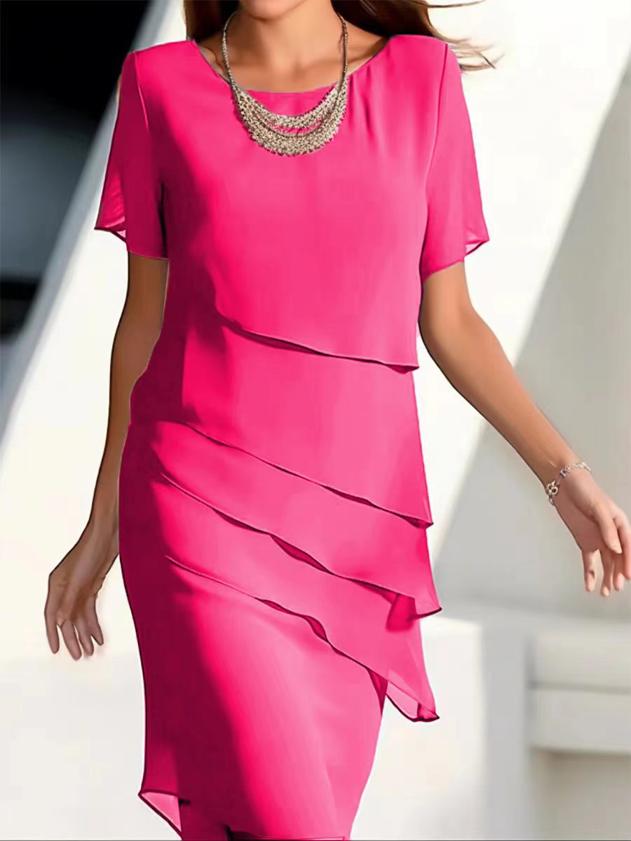Damen Wickelkleid Schichten