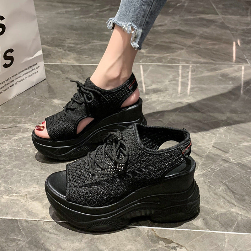 Damen Plateausandalen Sportlich Atmungsaktives Material Komfort