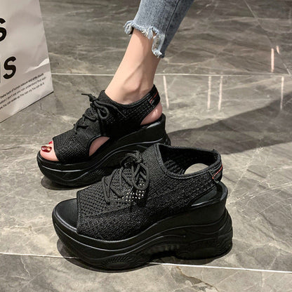 Damen Plateausandalen Sportlich Atmungsaktives Material Komfort