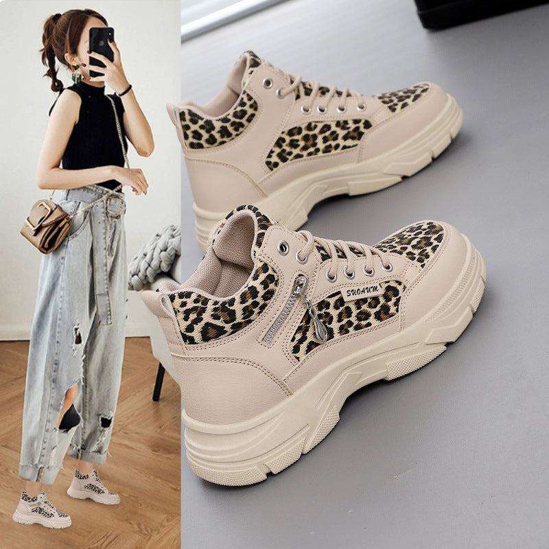 Damen High- Sneaker Leopardenmuster Schwarz - Norvielle