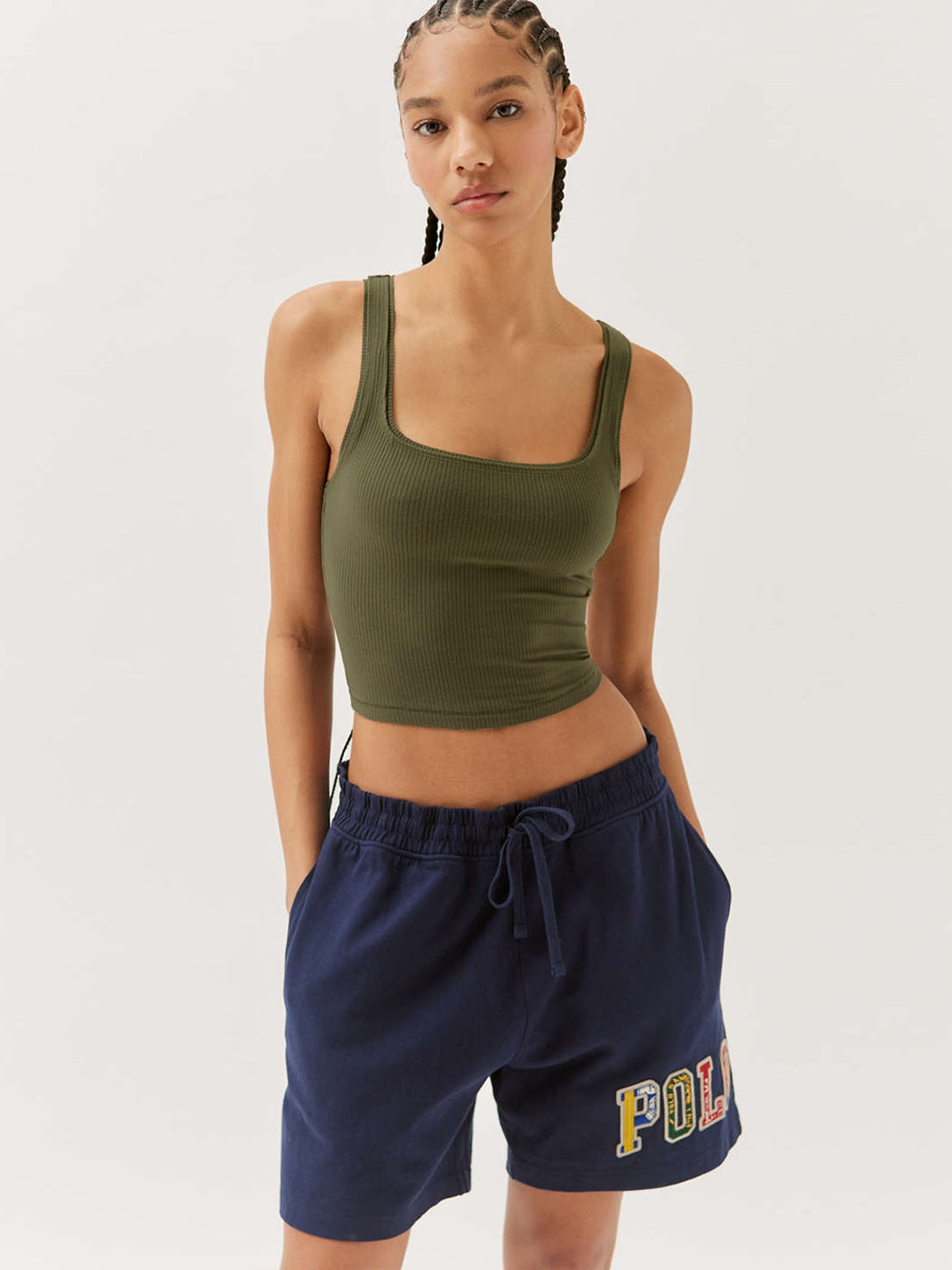 Damen Tanktop Gerippt Baumwolle Sommerweiß