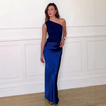 Elegantes Damen Maxikleid Einärmig Lang