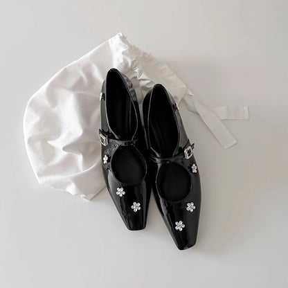 Damen Slingback Ballerinas Schuhe Blumen Applikationen Komfortabsatz - Norvielle