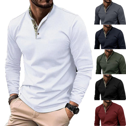 Herren Langarmhemd Stehkragen Elegantes Design Weiss - Norvielle