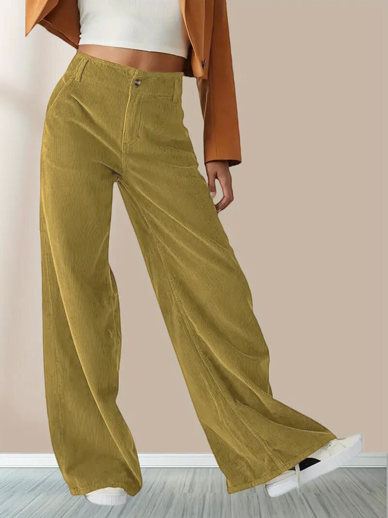 Damen Stoffhose Elegant Mit Taschen