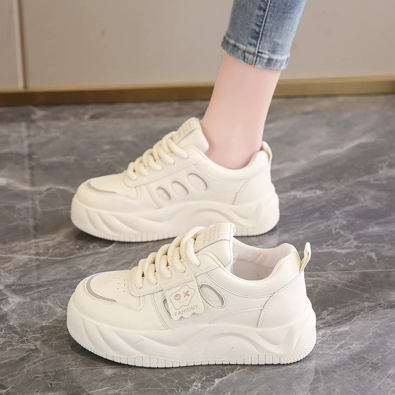 Damen Plateau Sneaker Atmungsaktives Material Trendy - Norvielle