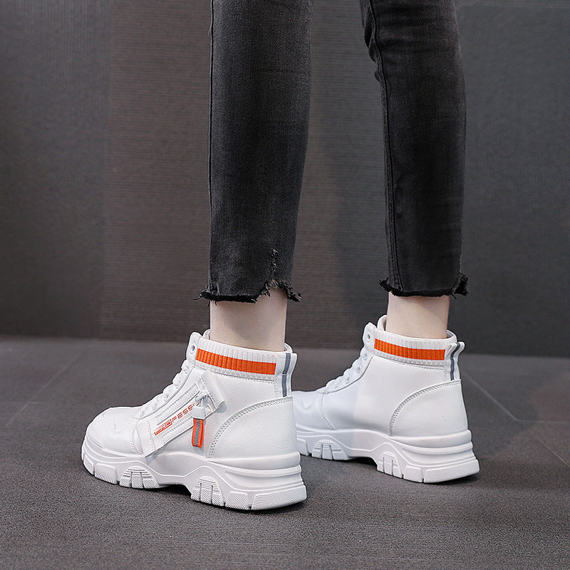 Damen Hoch Sneaker Atmungsaktives Material Reißverschluss