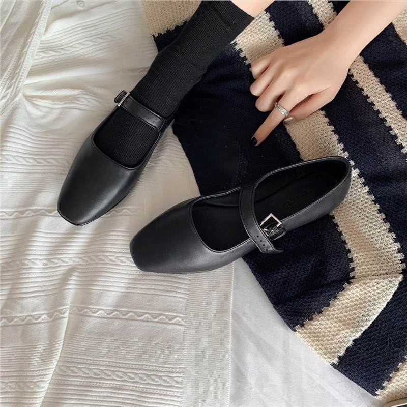 Damen Mary Jane Schuhe Verstellbarer Riemen Komfort Schwarz - Norvielle