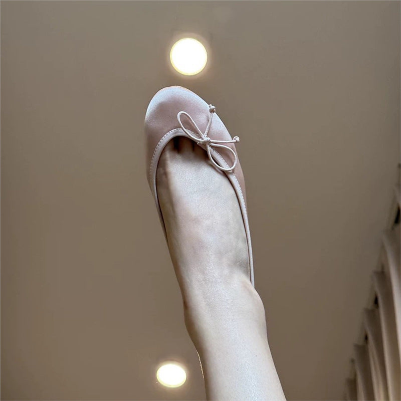 Damen Ballerinas Elastisch Bequem Mit Schleifen