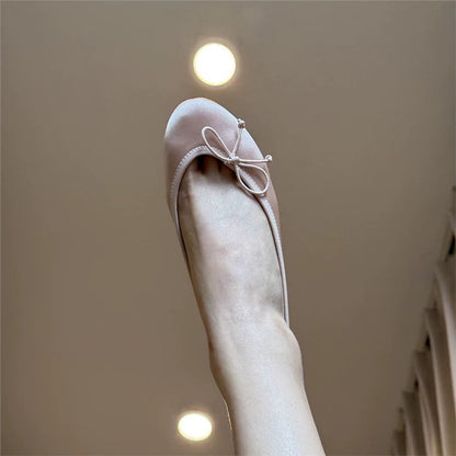 Damen Ballerinas Elastisch Bequem Mit Schleifen
