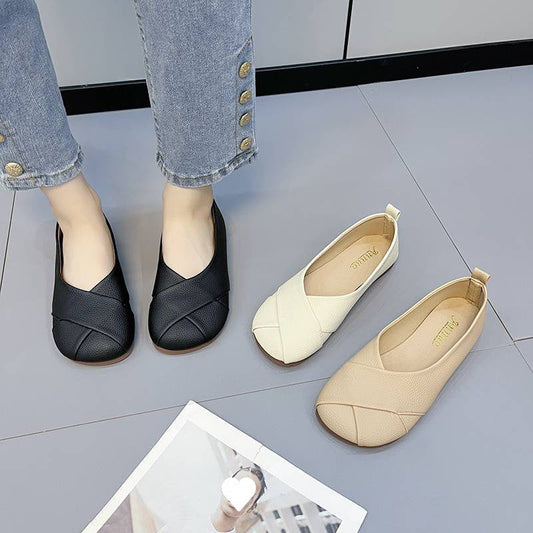 Damen Ballerinas Bequem Kreuz Design Schuhe - Norvielle