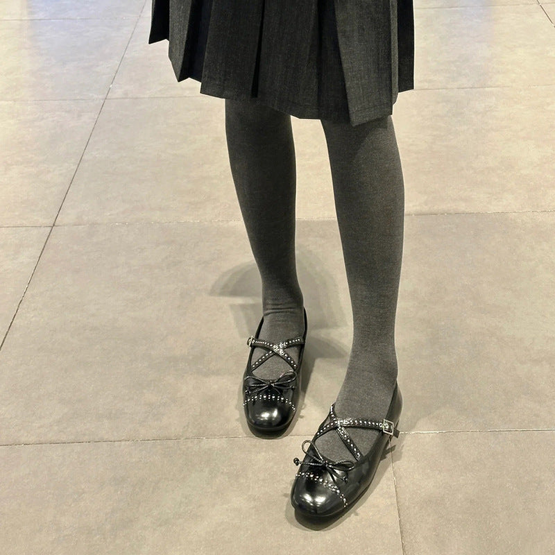 Damen Ballerinas Glitzernd Riemendesign
