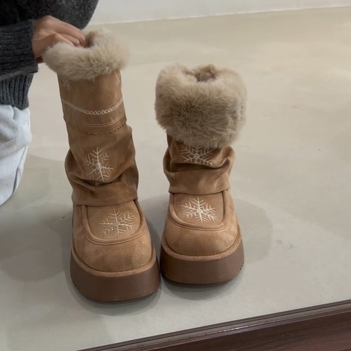 Damen Winterstiefel Warm Flauschig