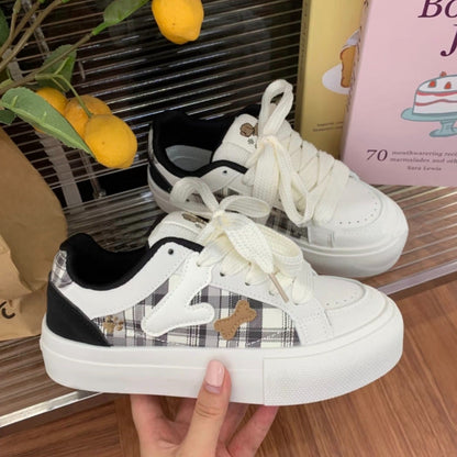 Damen Sneaker Bequem Karo Chunky Modell