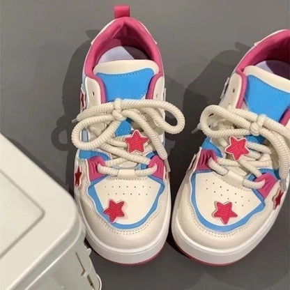 Damen Sneaker Bunt Mit Stern Applikation Komfortabel