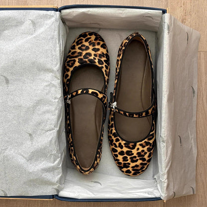 Damen Ballerinas Leopardenmuster Komfort Riemenverschluss - Norvielle
