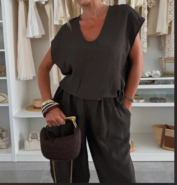 Damen Jumpsuit Elastisch Mit Taschen Bequem