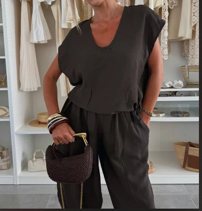 Damen Jumpsuit Elastisch Mit Taschen Bequem