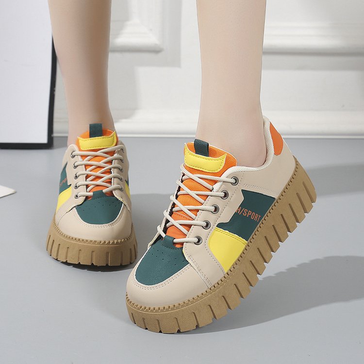 Damen Plateau Sneaker Hoch Modisch Struktursohle