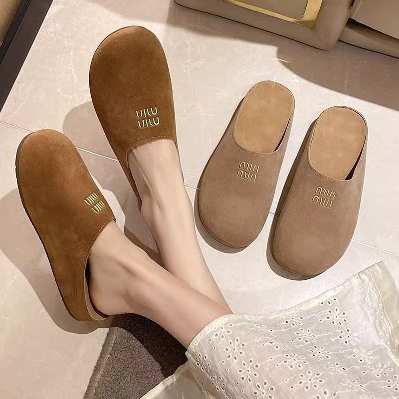 Damen Veloursleder Hausschuhe Weich Warm