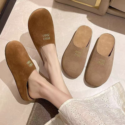 Damen Veloursleder Hausschuhe Weich Warm