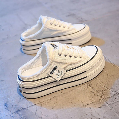 Damen Plattform Sneaker Plüsch
