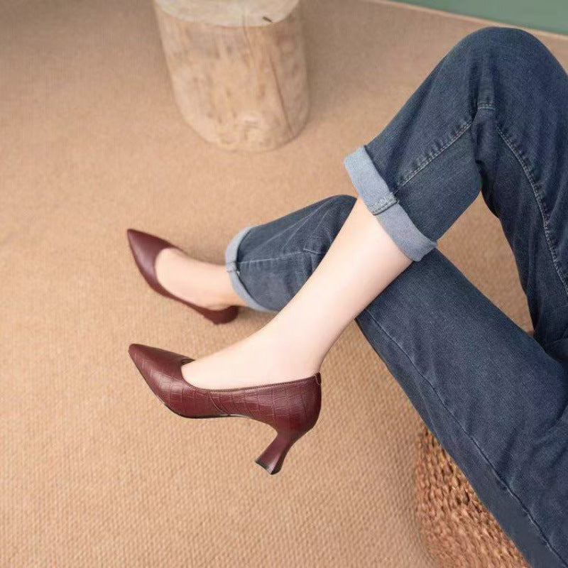 Damen Stilettos Elegante Pumps V-Ausschnitt Hochhackig Schwarz - Norvielle