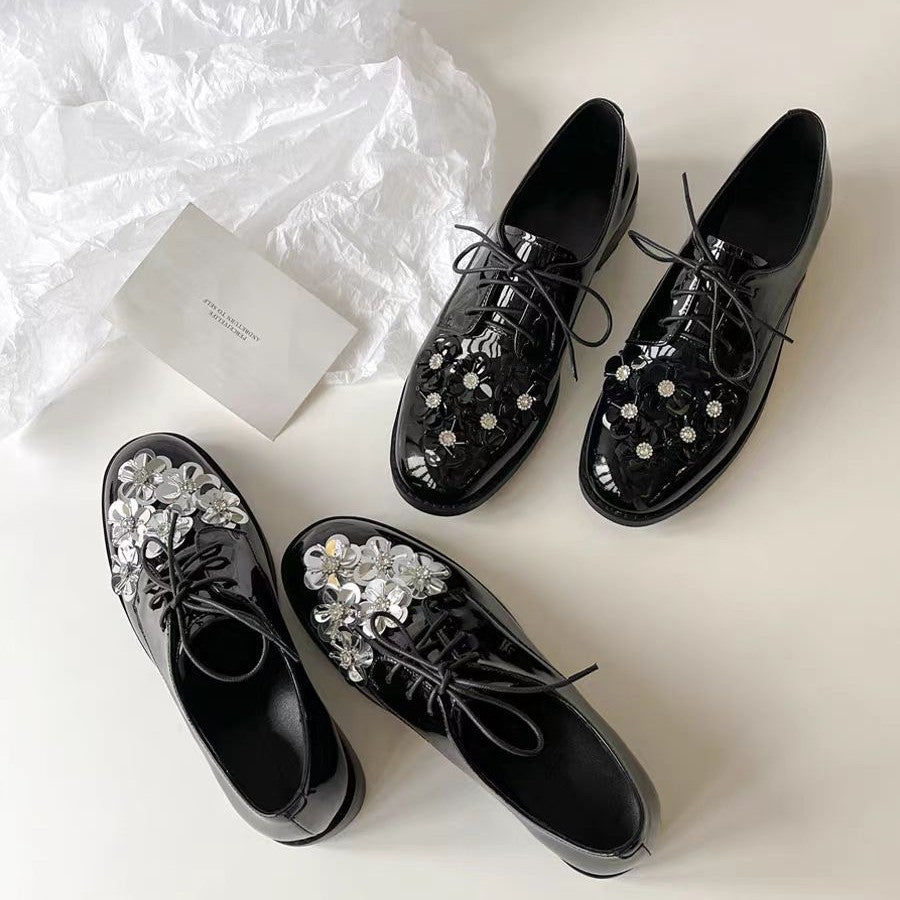 Damen Schnürschuhe Elegant Floral Lackleder