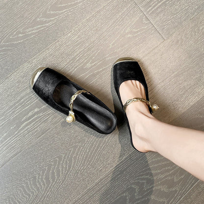 Damen Slides Perlenschmuck Elegante Sandalen