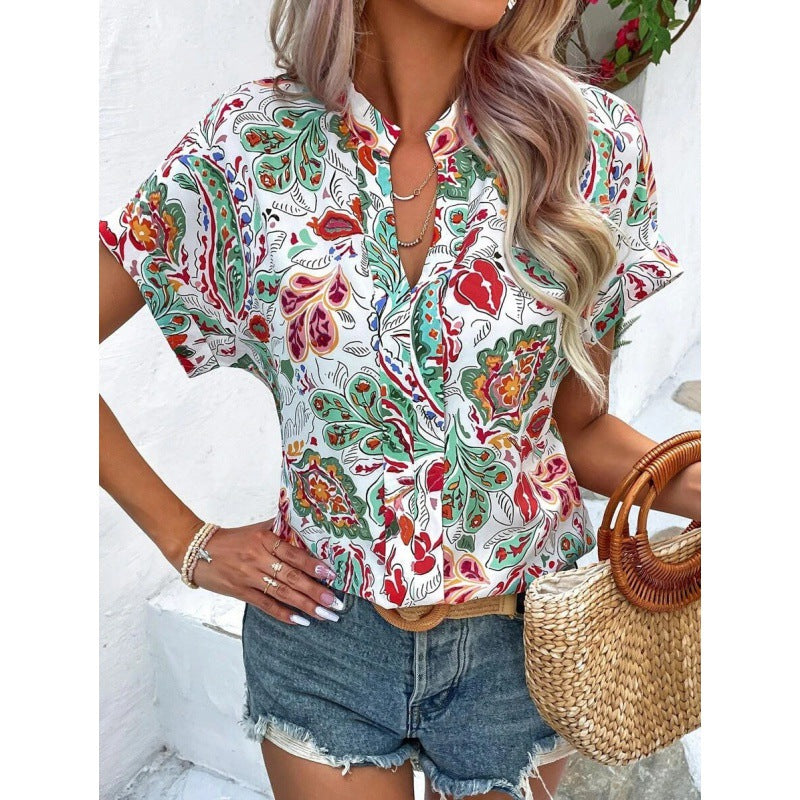 Damen Bluse Sommer Floral Leicht