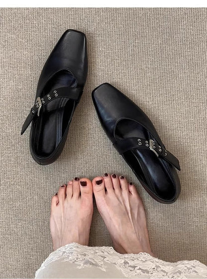 Damen Slingbacks Elegant Quadratzehen Riemen