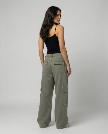 Damen Cargo-Hose Weit Bequem Große Taschen