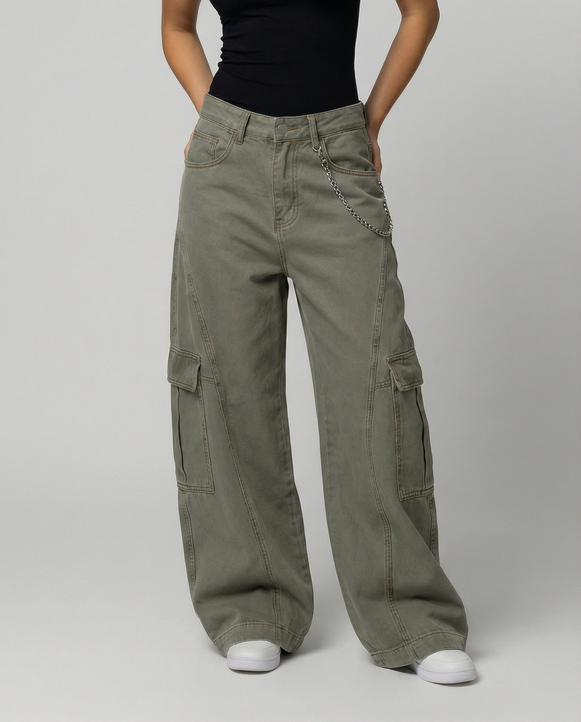 Damen Cargo-Hose Weit Bequem Große Taschen - Norvielle