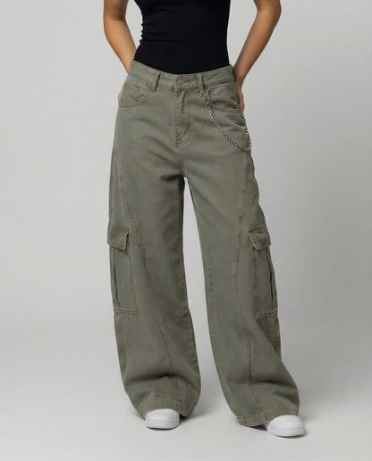 Damen Cargo-Hose Weit Bequem Große Taschen - Norvielle