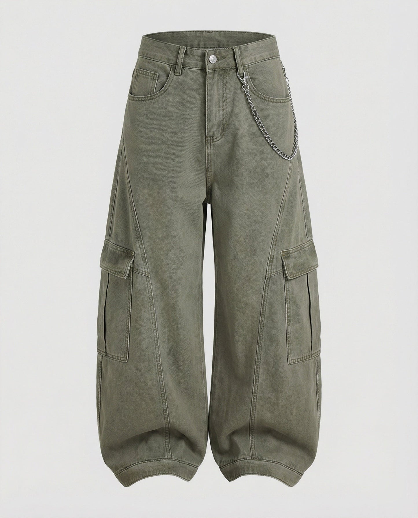 Damen Cargo-Hose Weit Bequem Große Taschen