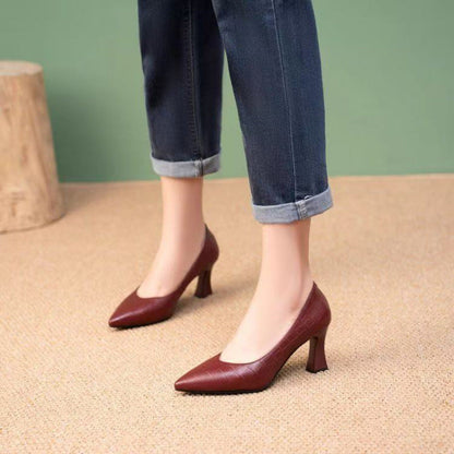 Damen Stilettos Elegante Pumps V-Ausschnitt Hochhackig