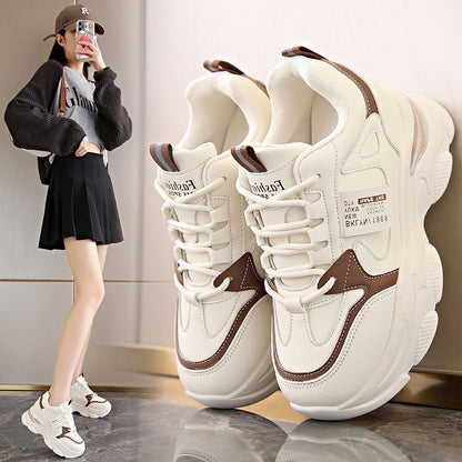 Damen High-Heel-Sneaker Chunky Bequem Schwarz - Norvielle