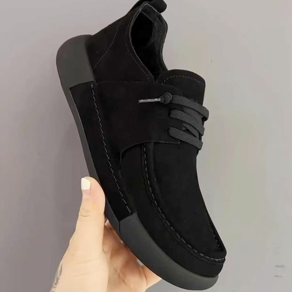 Damen Wildleder Schnürschuhe Bequem Lässig
