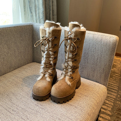 Damen Winterstiefel Warm Fellkragen Rutschfest