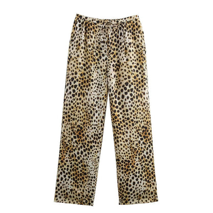 Damen Leinenhose Tiermuster Sommer
