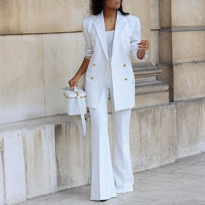 Damen Blazer-Set Elegant Weites Bein Taillengürtel