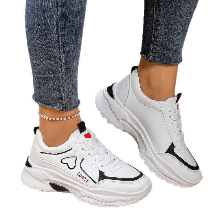 Damen Sneaker Herz-Design Weich Bequem