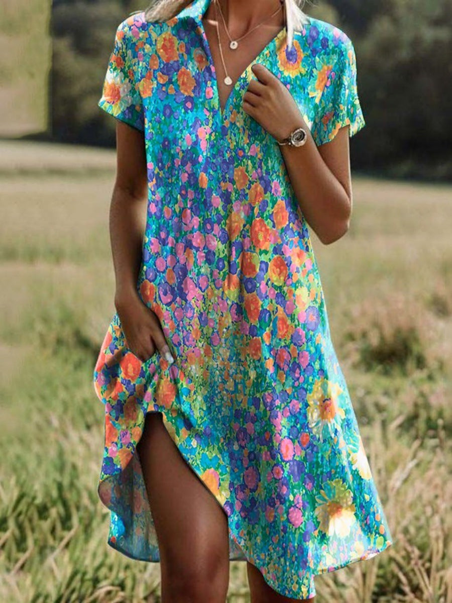 Damen Sommerkleid Asymmetrisch Floral
