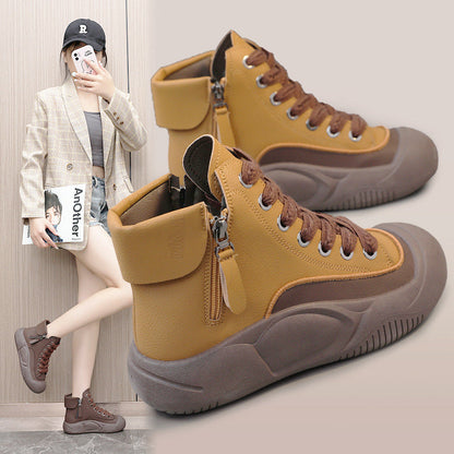 Damen Hochsneaker Robust Reißverschluss Schwarz - Norvielle