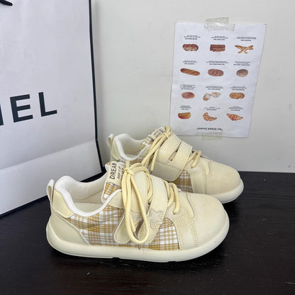 Damen Sneaker Kariert Klettverschluss Sportlich